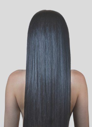 Woman with straightened hair